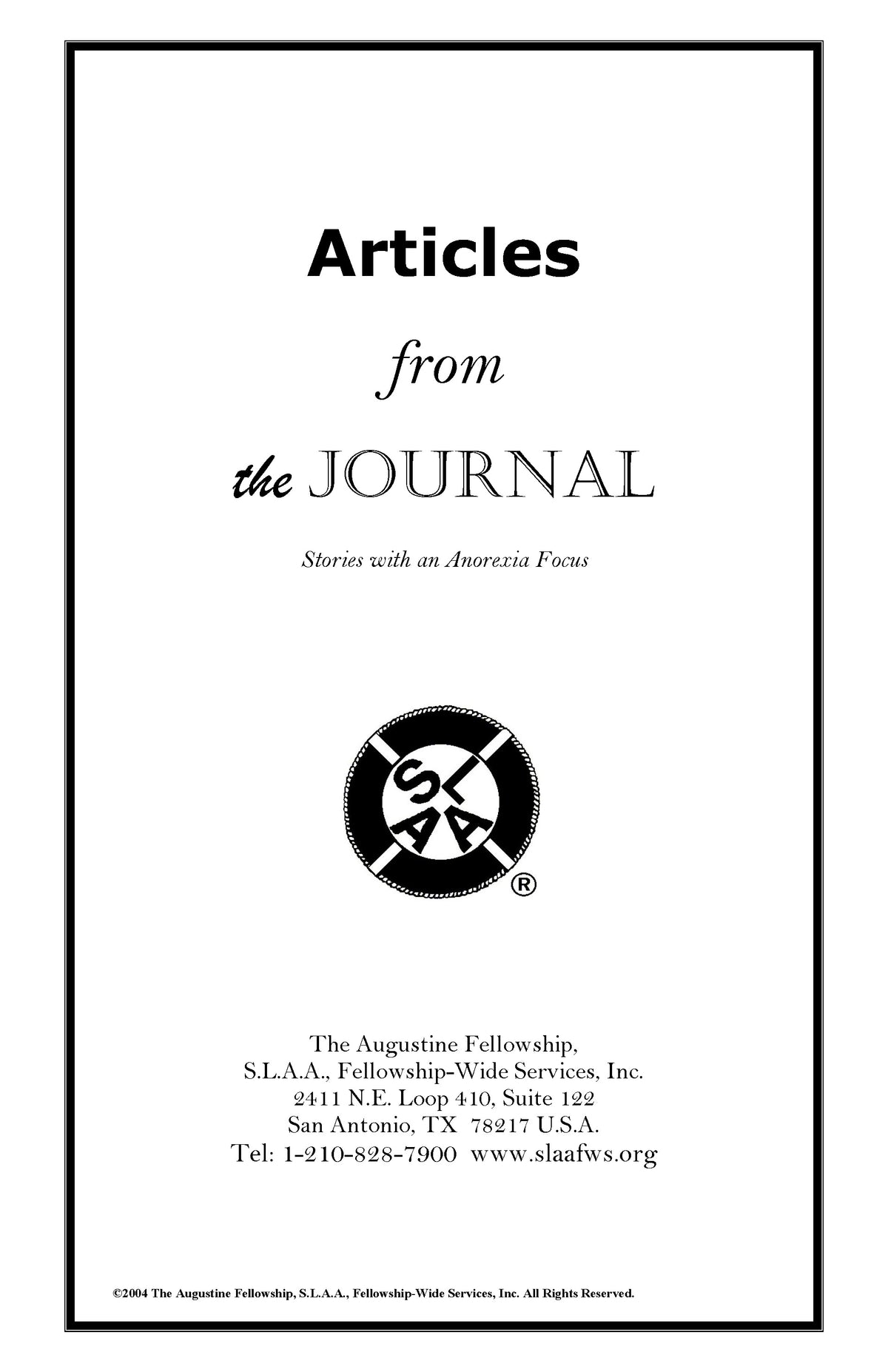 Anorexia Focus Booklet